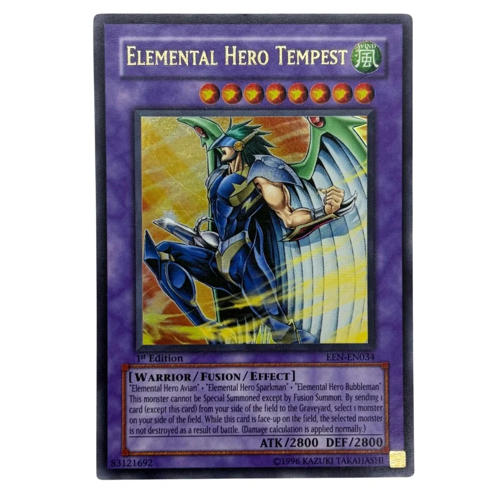 YuGiOh Elemental Hero Tempest 1st Edition Super Rare EEN-EN034 Fusion Monster